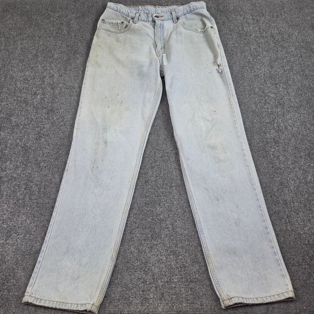 Vintage Y2K Levis 545 Loose Fit Jeans Mens 34x34 Light Wash 80s Denim Distressed